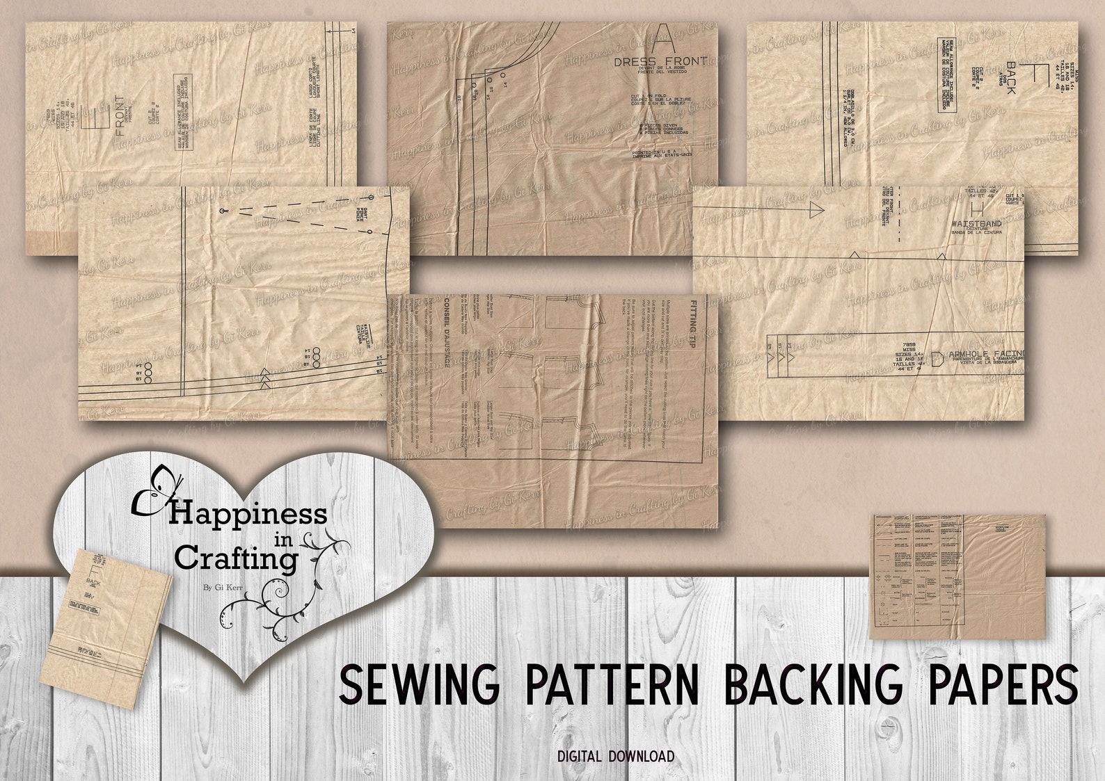Sewing Pattern Backing Papers - Instant Digital Download, Printable ...