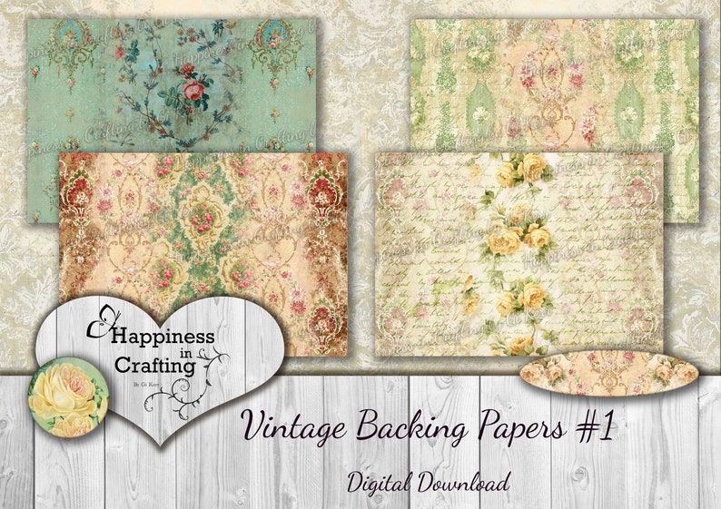 Vintage Backing Papers 1 Instant Digital Download Etsy