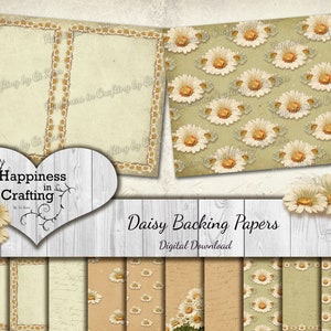 Daisy Backing Papers - Descarga digital instantánea, imprimible, kit digital para diarios basura, scrapbooking, Gi Kerr