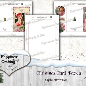 Christmas Card Pack 2 Instant Digital Download Templates for Card Making, Junk Journals, Scrapbooking image 2