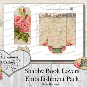 Shabby Book Lovers Embellishment Pack Instant Digital Download, Printable, Digital Kit for Junk Journals, Scrapbooking, Gi Kerr image 5