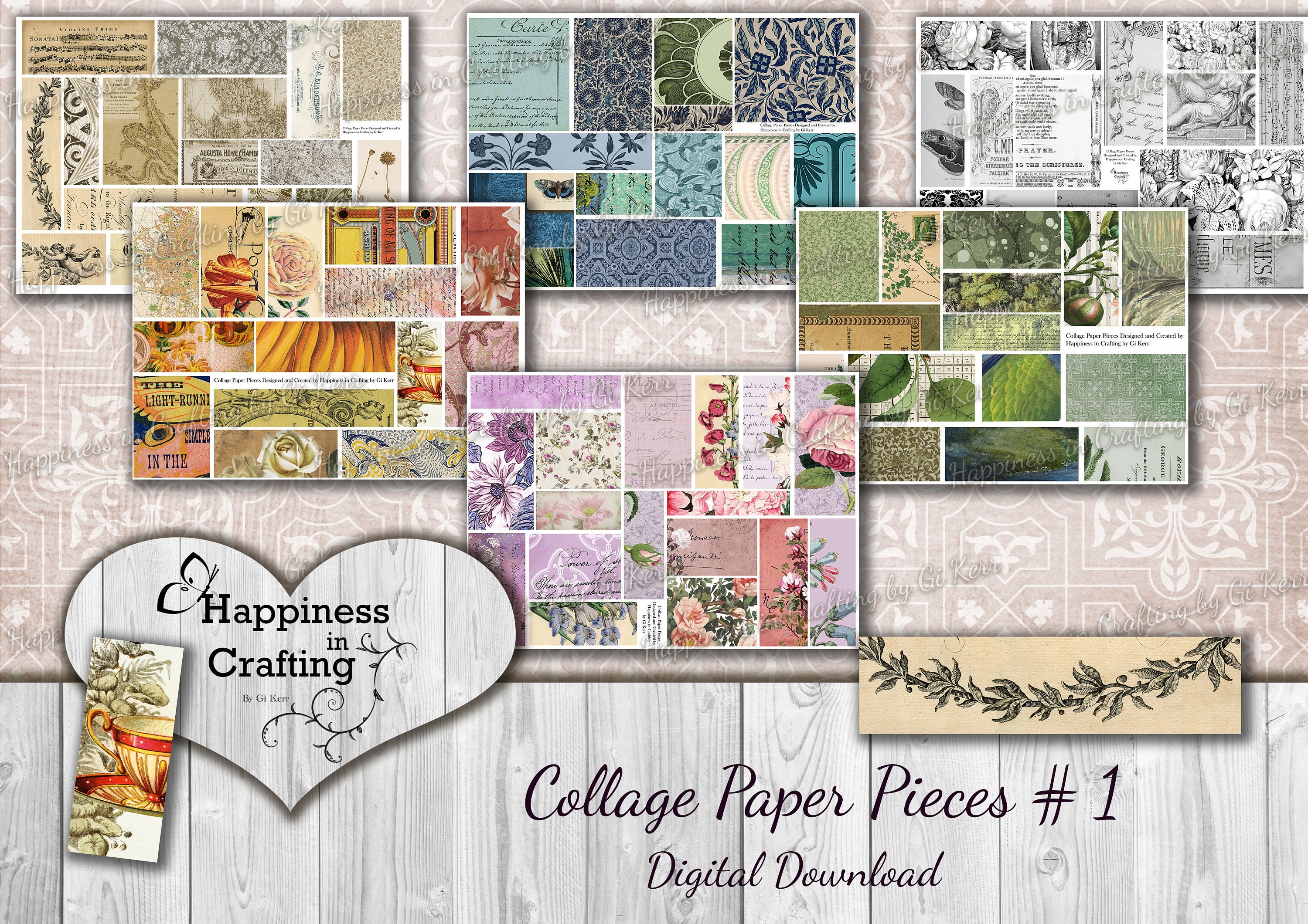 Collage Paper Pieces 1 90 Pieces Instant Digital Etsy UK