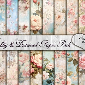 Pacote de papel surrado e desgastado - Download digital instantâneo, kit digital para impressão para diários de sucata e scrapbooking