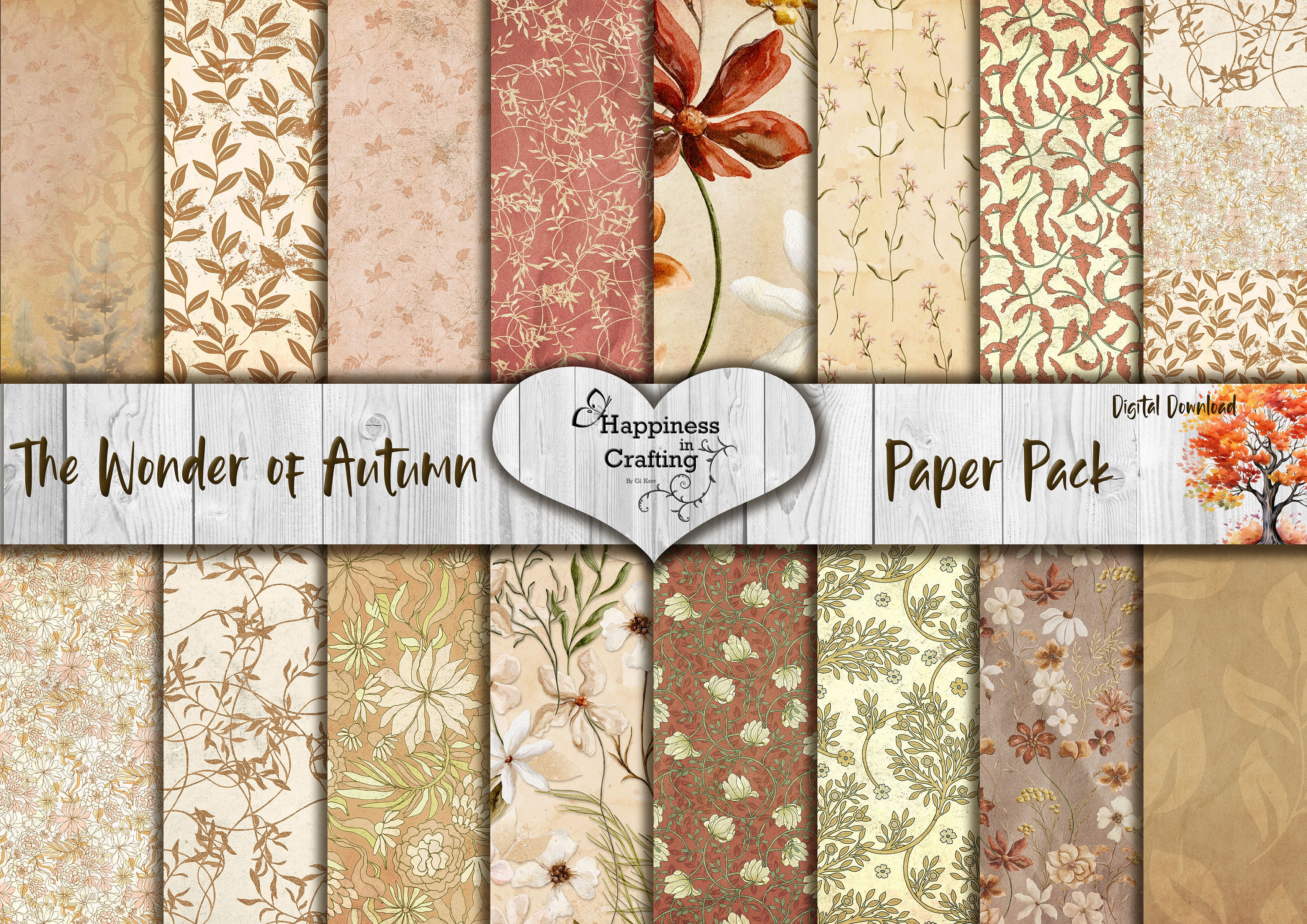 The Wonder of Autumn Paper Pack - Instant Digital Download, Printable ...