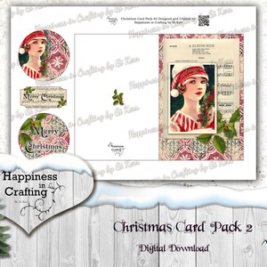 Christmas Card Pack 2 Instant Digital Download Templates for Card Making, Junk Journals, Scrapbooking image 7