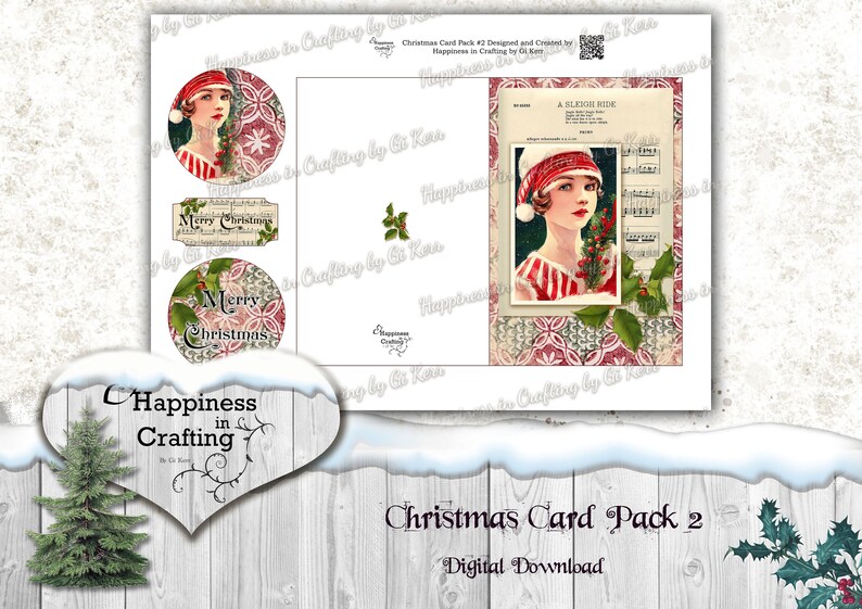 Christmas Card Pack 2 Instant Digital Download Templates for Card Making, Junk Journals, Scrapbooking image 7