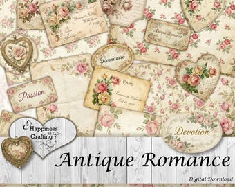 Romance antiguo: descarga digital instantánea, imprimible, kit digital para diarios basura, álbumes de recortes, Gi Kerr
