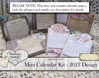 Mini Calendar Kit 2023 Design - Instant Digital Download, Printable, Digital Kit for Junk Journals, Scrapbooking, Gi Kerr