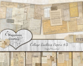 Collage Backing Papers # 3 - Instant Digital Download, Printable, Digital Kit for Junk Journals, Scrapbooking, Happiness in Crafting