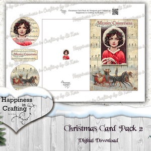 Christmas Card Pack 2 Instant Digital Download Templates for Card Making, Junk Journals, Scrapbooking image 5