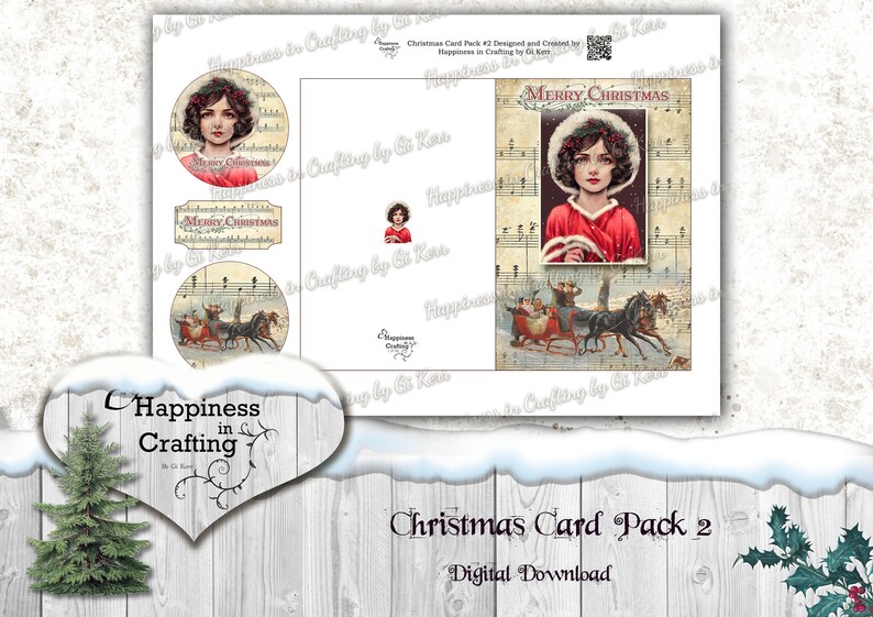 Christmas Card Pack 2 Instant Digital Download Templates for Card Making, Junk Journals, Scrapbooking image 5