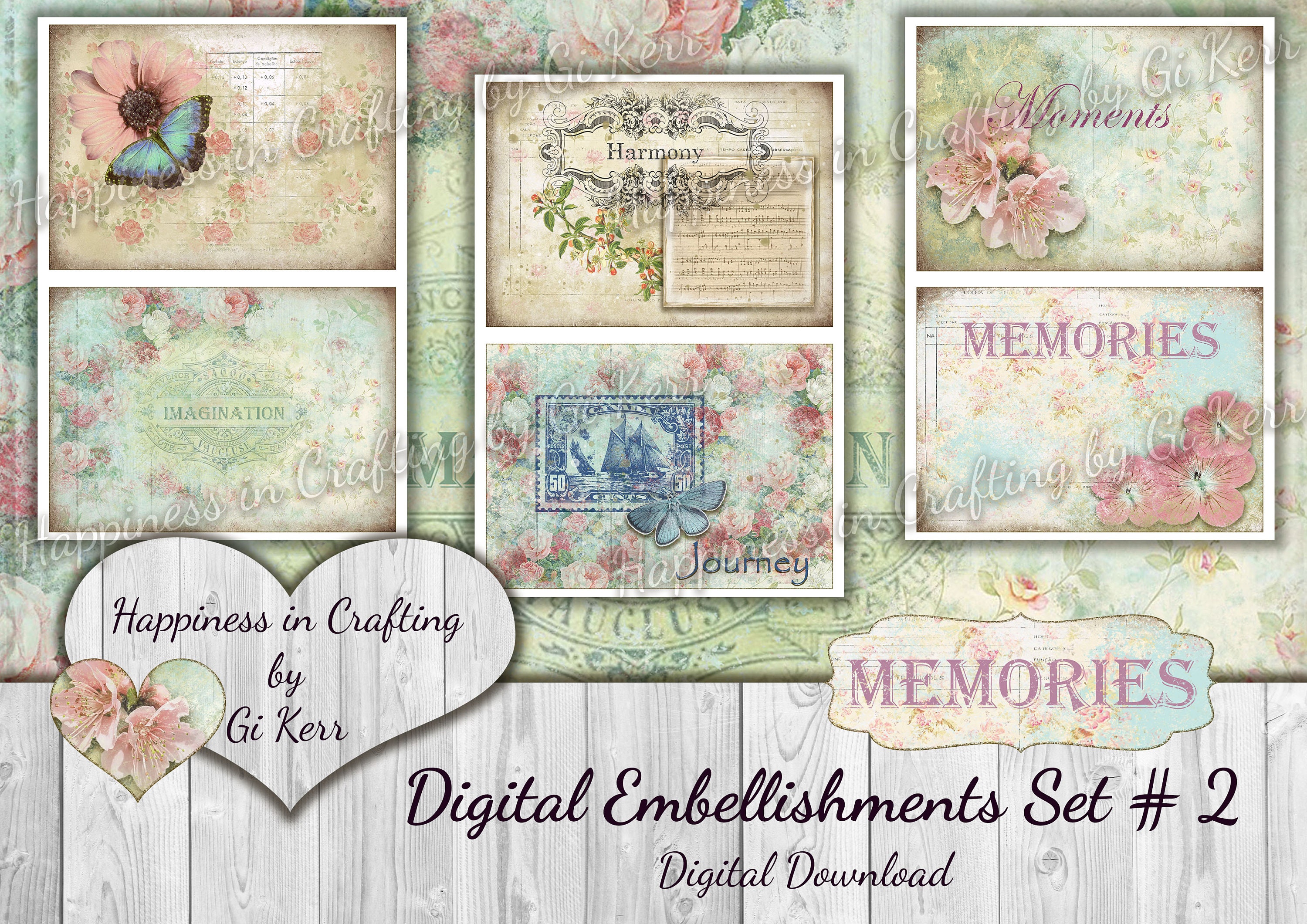 Digital Embellishments Set 2 Instant Download Printable Etsy