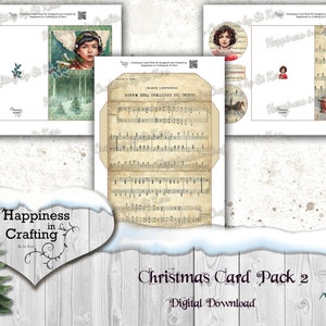 Christmas Card Pack 2 Instant Digital Download Templates for Card Making, Junk Journals, Scrapbooking image 3