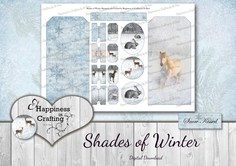 Shades of Winter Instant Digital Download, Printable, Digital Kit for Junk Journals, Scrapbooking, Happiness in Crafting, Gi Kerr image 7