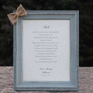 Cadeau de mariage pour papa - Cadeau de père de mariée de fille - Poème de père de la mariée - Poème de jour de mariage de papa - Cadeau de papa personnalisé