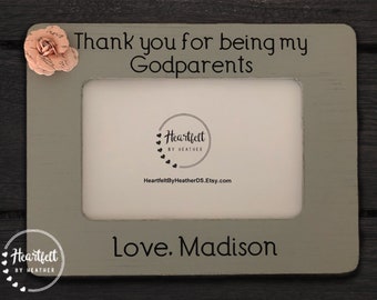 Godparent Gift - Personalized Picture Frame from Godchild - Baptism Gift for Godmother - Christening Gift for Godfather - Custom Frame