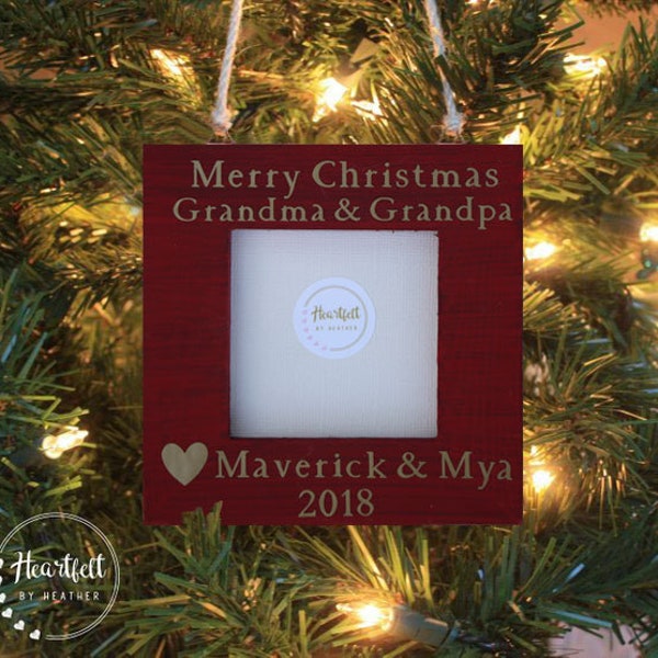 Grandma and Grandpa Christmas Ornament - Personalized Photo Ornament - Gift for Grandparents - Holiday Gift from Grandchildren - Custom