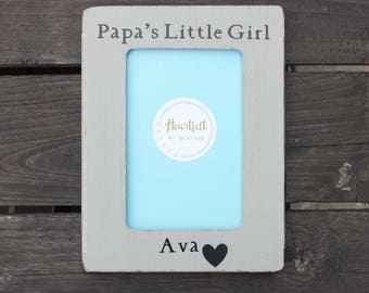 Personalized "Papa's Little Girl" Picture Frame, Rustic Distressed Gift
