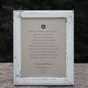 Personalized Teacher Thank You Gift Teacher Appreciation Gift End of Year Teacher Gift Teacher Poem Custom Poetry Gift from Student
