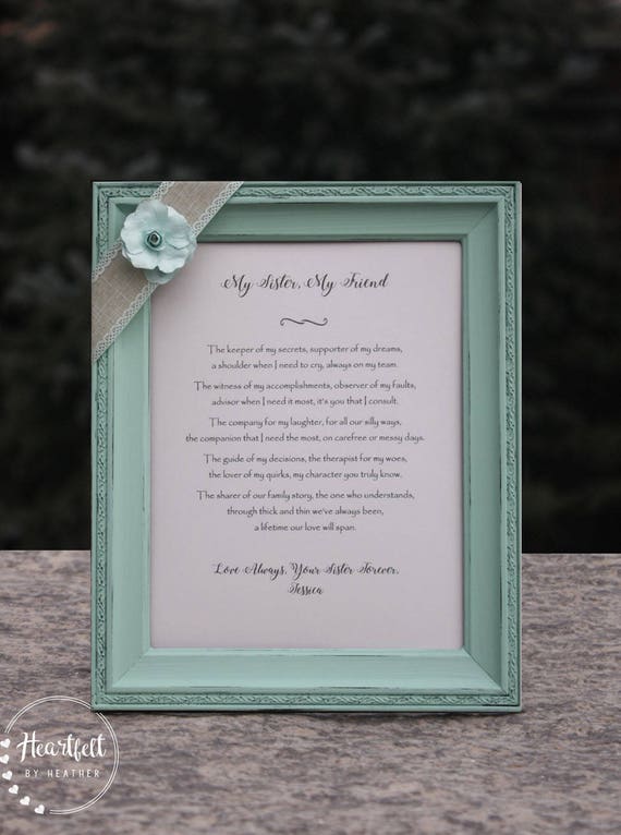 Sister Poem Personalized Gift For Sister Best Friend Birthday Etsy