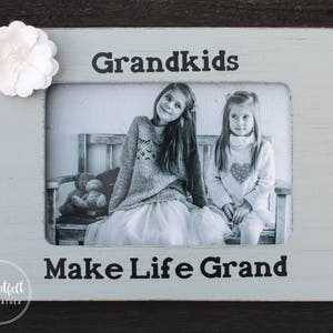 Custom Grandkids Make Life Grand Wood Picture Frame - Mothers Day Gift for Grandma - Grandchildren Frame - Birthday Gifts for Grandma- Nana