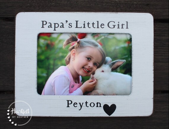 Personalized Picture Frame from Grandchild Papa's Little Girl Gift for Papa Grandpa Grandfather Custom Picture Frame Distressed Rustic