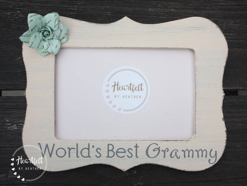 Grandma Gift Personalized Picture Frame Gift for Grammy Grandma Gramma Custom Photo Frame from Grandchild Rustic Distressed Frame