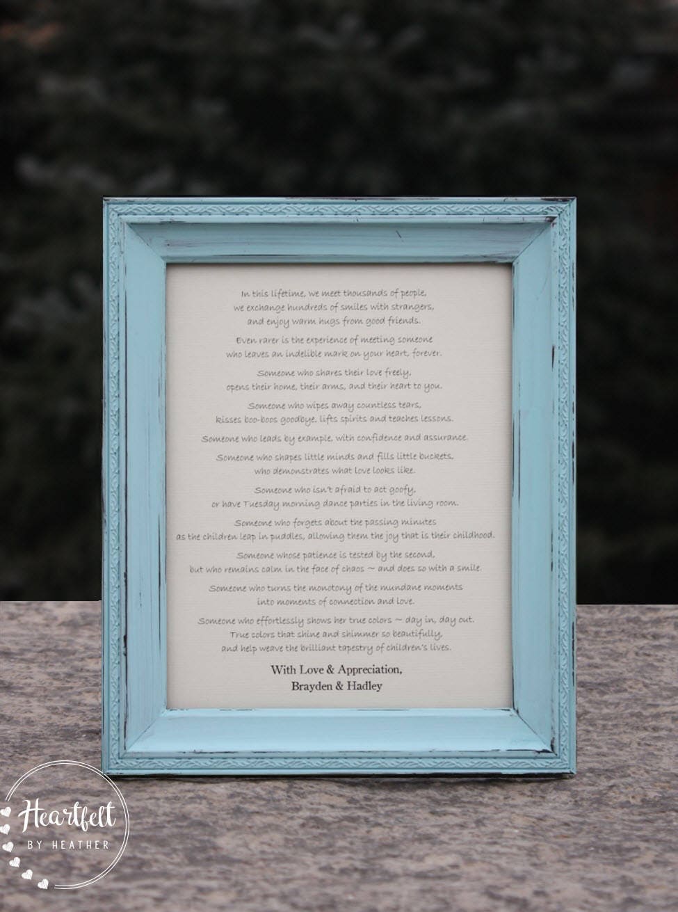 Personalized Framed Poetry Art Daycare Provider Gifts Etsy