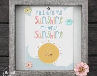Cornice Per Foto You Are My Sunshine - Legno 20x25 Cm Per Foto 12x17 Cm - Regalo Per Famiglia