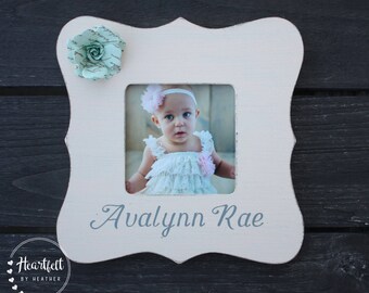 Marco de fotos personalizado para bebé: decoración rústica para habitación infantil, regalo personalizado