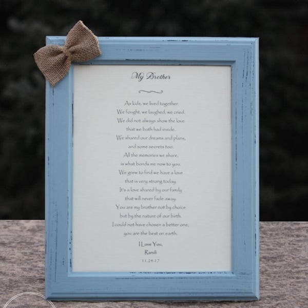 Brother Wedding Gift from Sister - Gift for Brother Poem - Personalized Gift for Brother from Sister