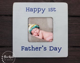 Happy First Father's Day Gift from Baby - Personalized Photo Frame - Custom Picture Frame for New Father