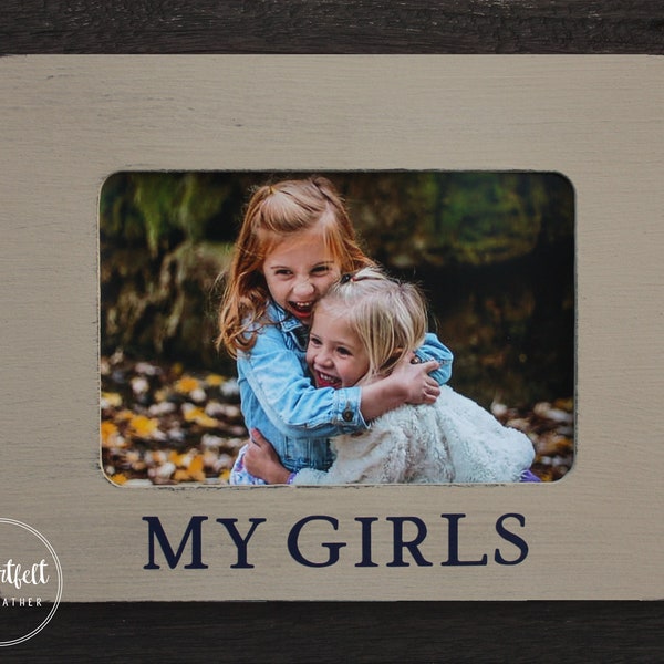 Cadre photo My Girls - Cadeau pour maman - Idées cadeaux pour la fête des mères - Cadre photo personnalisé pour maman - Cadeau de filles à maman