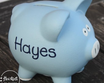 Piggy Bank for Kids - Personalized Piggy Bank Boy - Custom Baby Gift Boy - Piggy Bank with Name - Blue Piggy Bank - New Baby Boy Gift