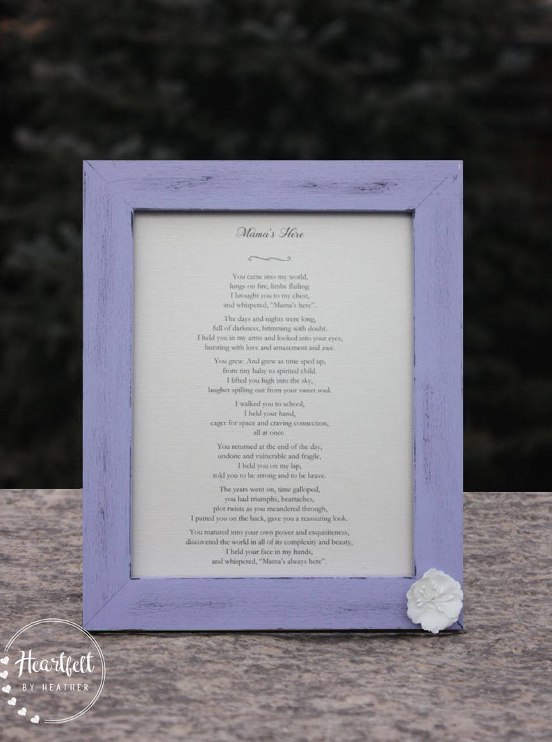 Gift from Mom to Daughter or Son Motherhood Poem College Grad Gift or Wedding Gift from Mother to Son or Daughter Personalized Custom Poetry