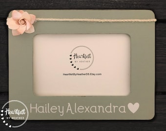 Personalized Baby Girl Picture Frame – Hand-Painted Nursery Decor