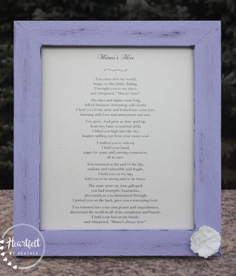 Gift from Mom to Daughter or Son Motherhood Poem College Grad Gift or Wedding Gift from Mother to Son or Daughter Personalized Custom Poetry