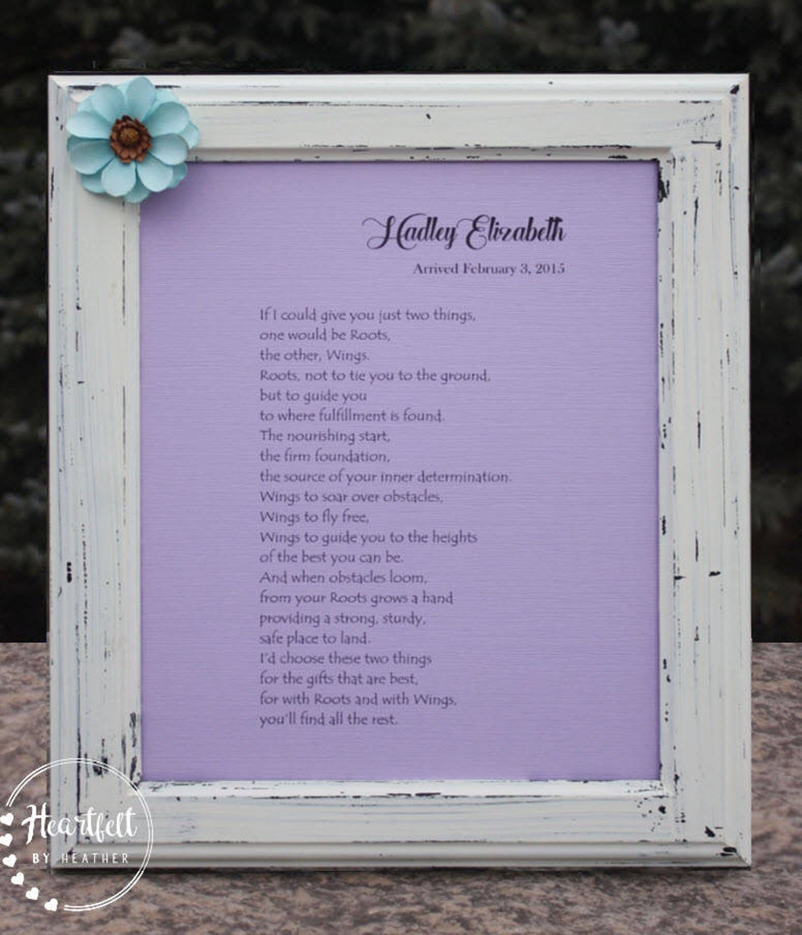 Roots and Wings Poem Framed Custom Personalized Baby Gifts | Etsy Canada