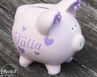 Sparschwein für Kinder - Personalisiertes Sparschwein Junge - Personalisiertes Babygeschenk Mädchen - Sparschwein mit Namen - Rosa Sparschwein - Neues Baby Mädchen Geschenk