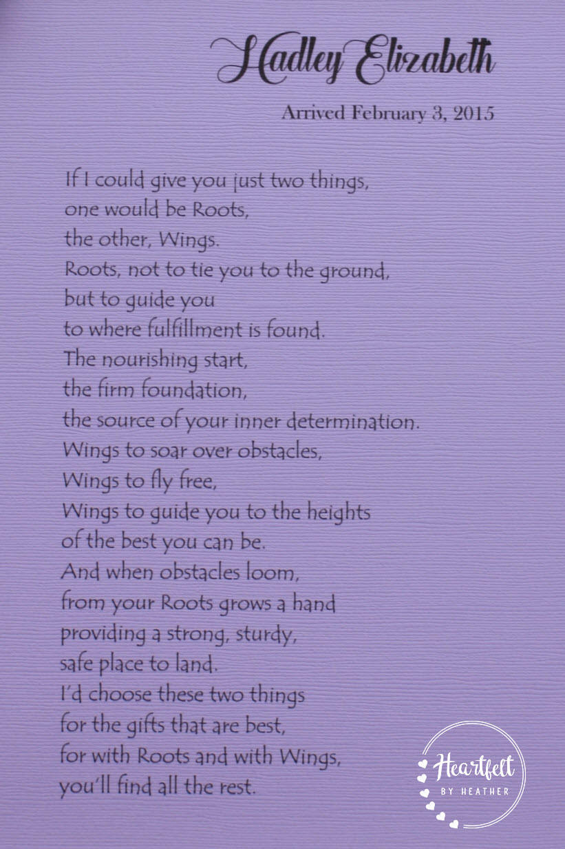 Roots and Wings Poem Framed Custom Personalized Baby Gifts | Etsy Canada