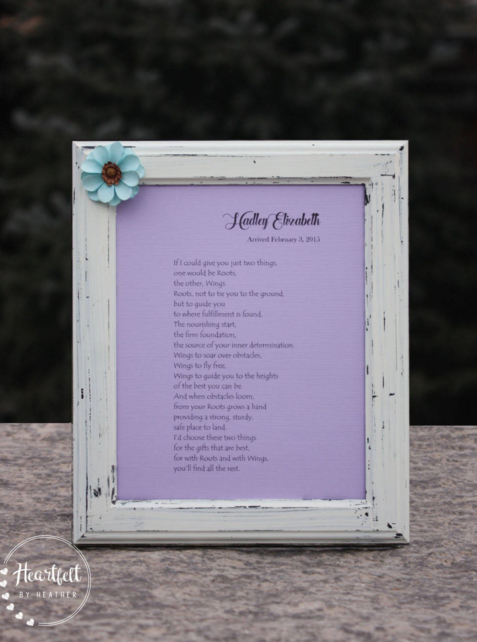 Roots and Wings Poem Framed Custom Personalized Baby Gifts | Etsy Canada