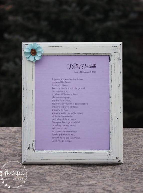 Roots and Wings Poem Framed Custom Personalized Baby Gifts | Etsy
