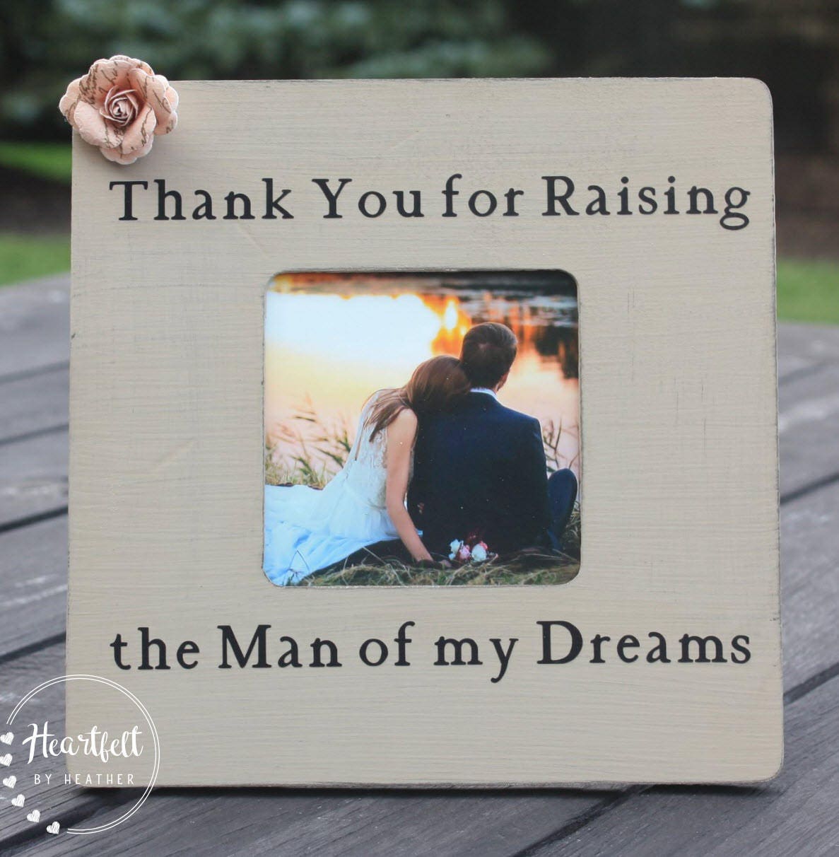 Cornice Regalo Per Madre Dello Sposo - 'Thanks For Raising The Man Of My Dreams' - Con Portafoto 10x15 Cm - 2