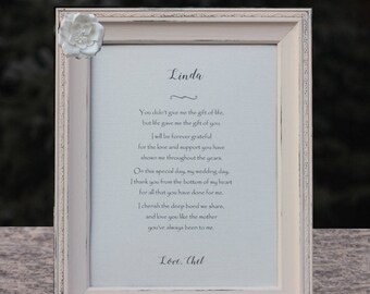 Personalized Step Mom Wedding Gift, Custom Poem Frame