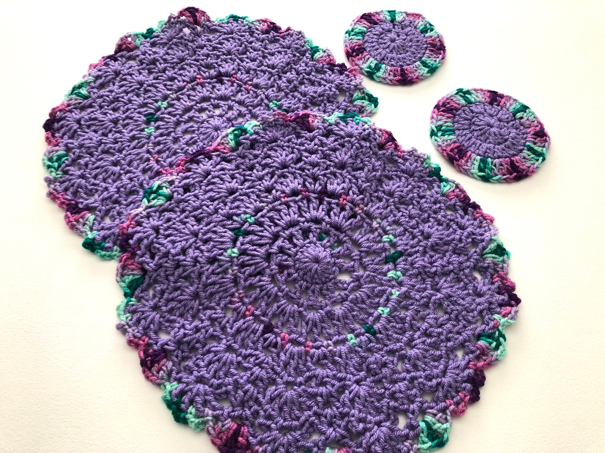 Two Purple Placemats and Matching Coasters Spring Table Etsy