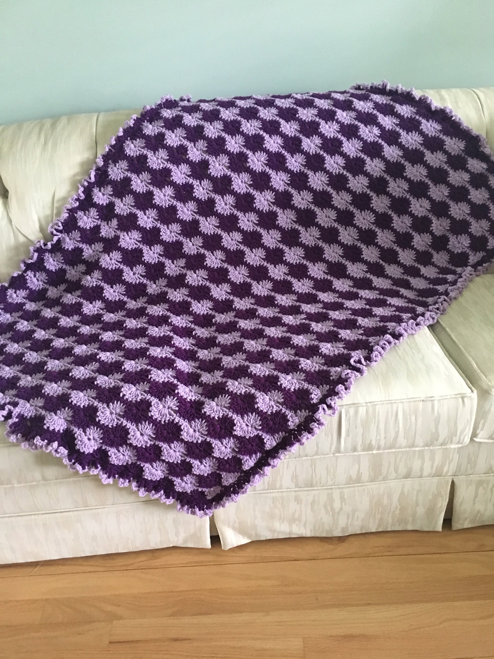 Bursts of Purple Crochet Afghan Purple Crochet Throw Purple Etsy