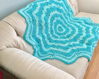 Turquoise Blanket, Crocheted Turquoise Afghan, Greenish Blue Throw, TV  Blanket, Couch Blanket, Housewarming Gift, Wedding Gift for Her