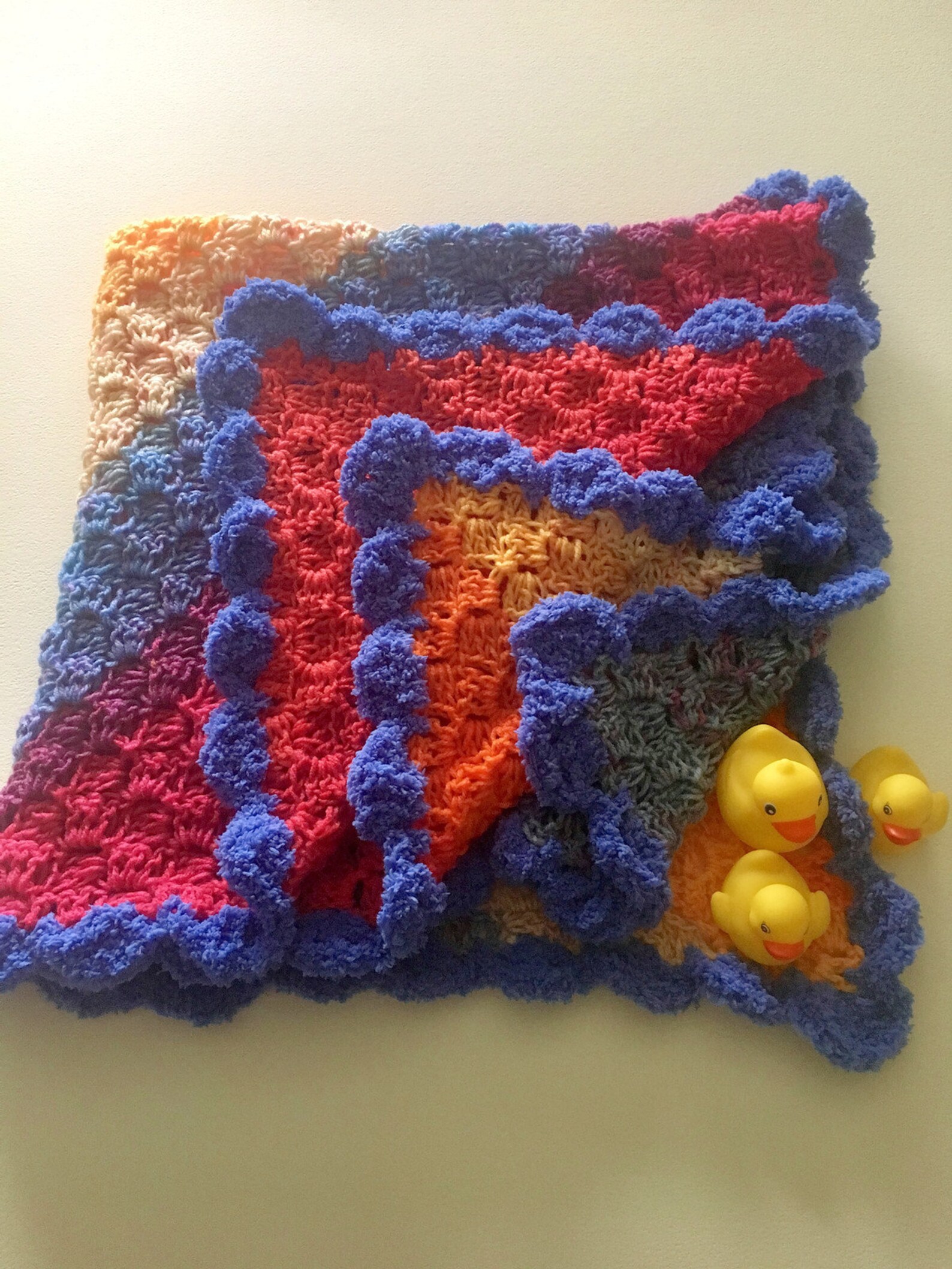 Multi Color Baby Blanket With Scalloped Edging Primary Colors Etsy