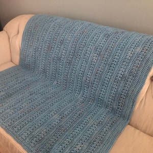 Sky Blue Crocheted Afghan, Blue Crocheted Blanket, Handmade Throw, Housewarming Gift, Wedding Gift, Handmade Gift for Him or Her.