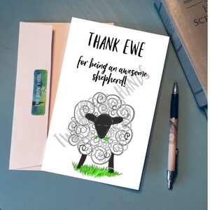 Thank ewe for being an awesome shepherd,Elder Appreciation card, thank you card, jw gift, jw elder, jw card, digital file only